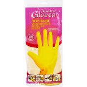 Household Gloves/LIBRY перчатки латексные хозяйственные с х/б Желтые M /KHL002E