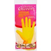 Household Gloves/LIBRY перчатки латексные хозяйственные с х/б Желтые L /KHL003E